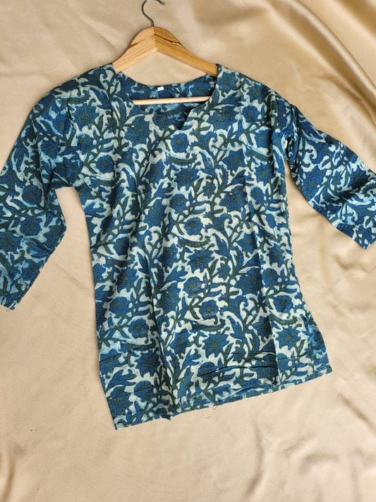 Vanaspati Hand Blocks Prints Short Top Kurti