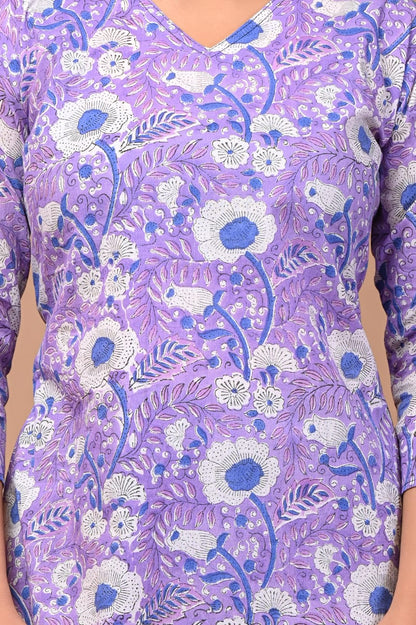 Hand Blocks Floral Printed MIDI Dress.