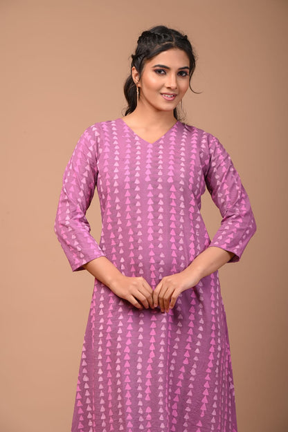 Hand Blocks Floral Printed MIDI Dress