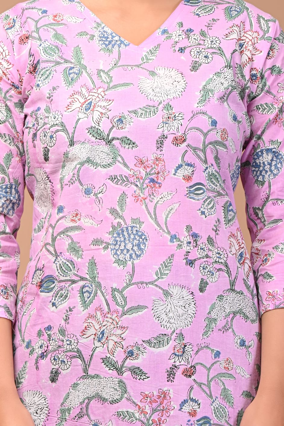 Hand Blocks Floral Printed MIDI Dress