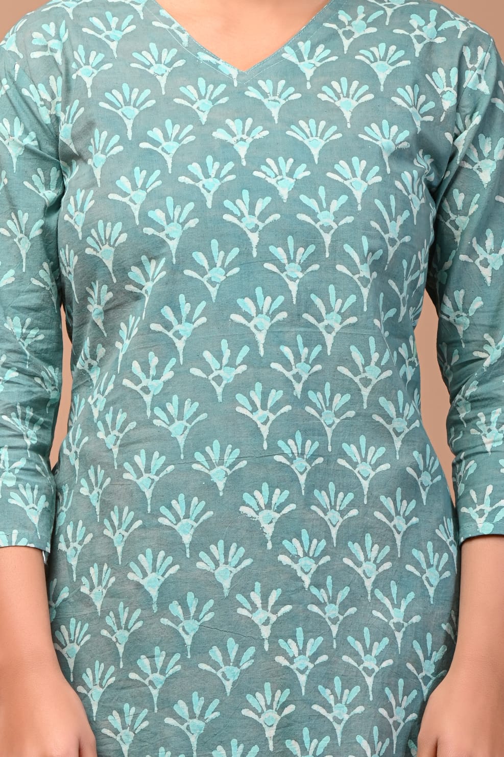 Hand Blocks Floral Printed MIDI Dress