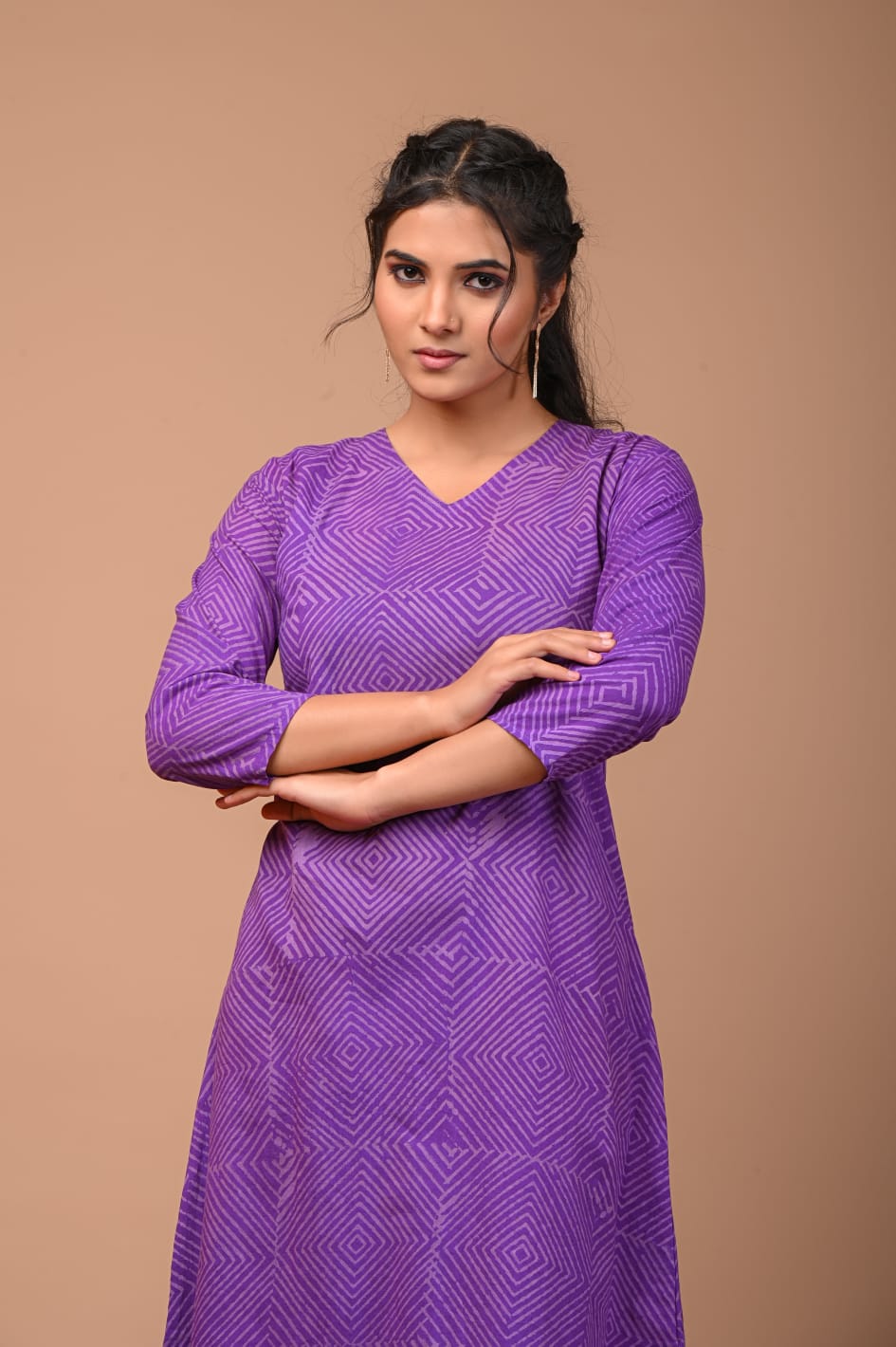 Hand Blocks Floral Printed MIDI Dress