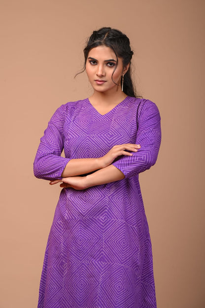 Hand Blocks Floral Printed MIDI Dress