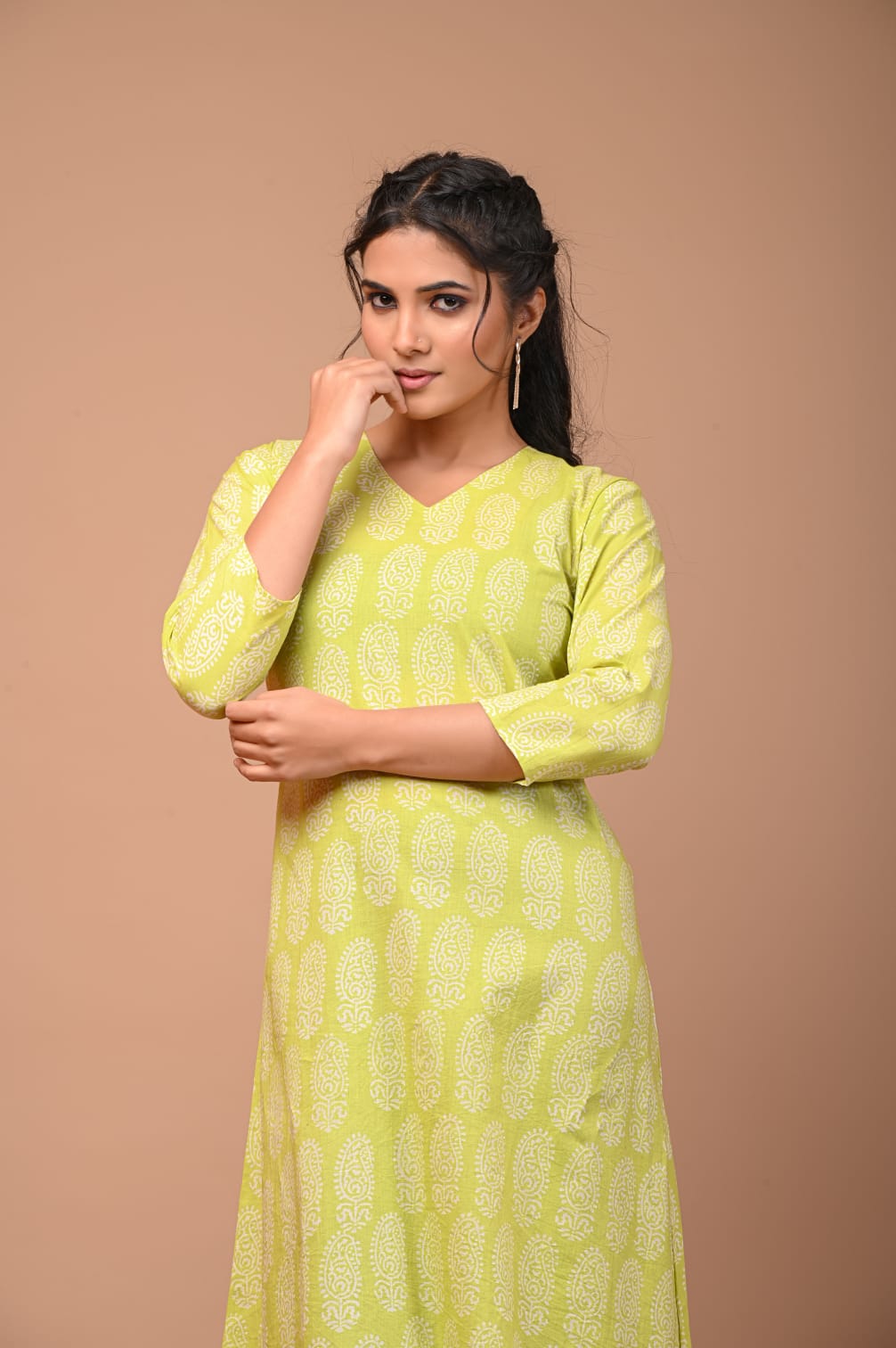 Hand Blocks Floral Printed MIDI Dress