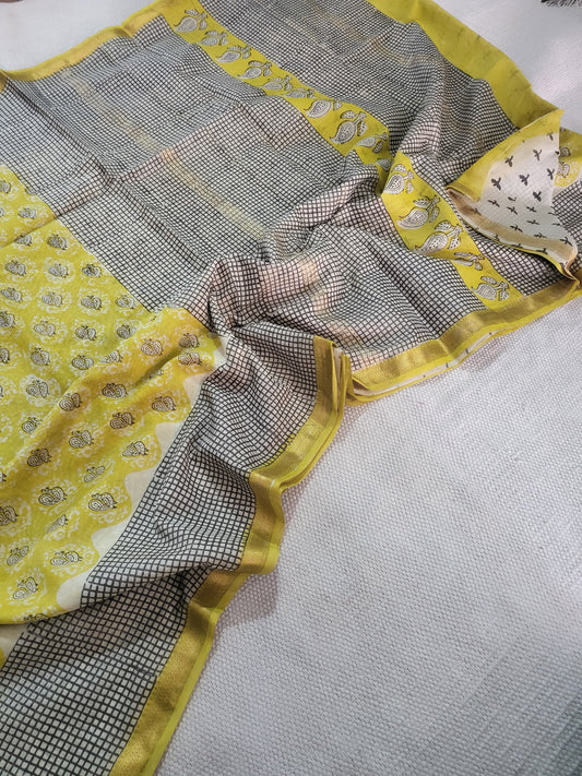 Natural Hand Blocks Prints Maheshwari Silk Sarees