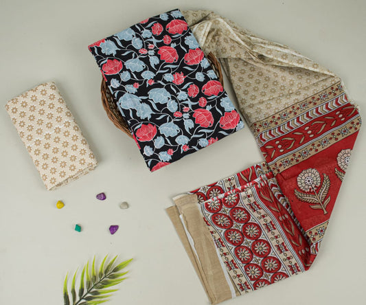 Natural Hand Blocks Printed Cotton Mulmul Suit Set