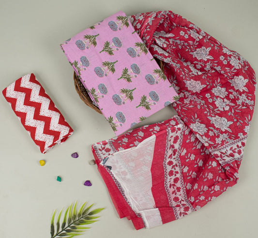 Natural Hand Blocks Printed Cotton Mulmul Suit Set