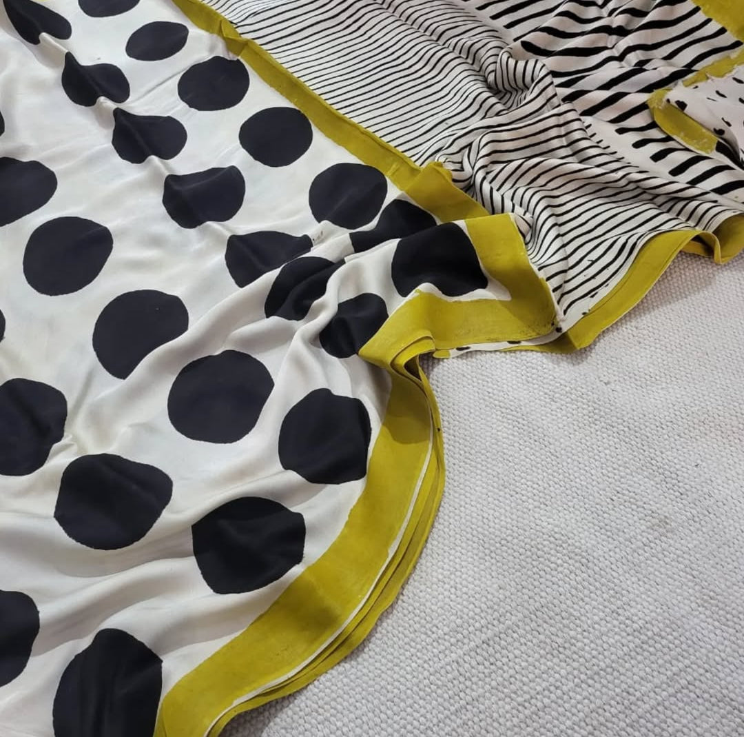 Exclusive Vanaspati Hand Blocks prints Modal Silk Saree