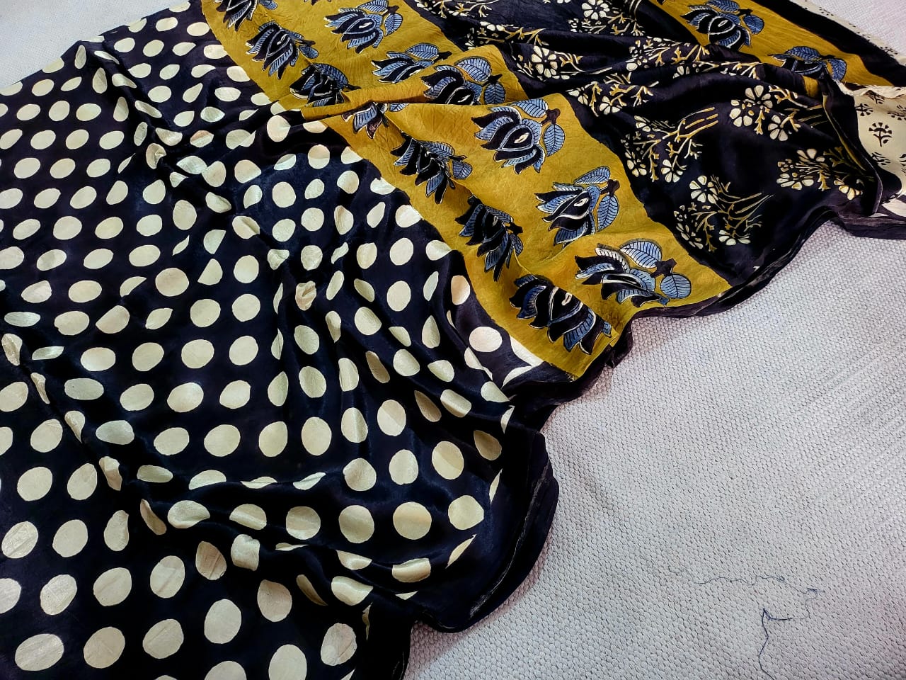 Exclusive Vanaspati Hand Blocks prints Modal Silk Saree