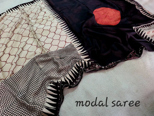 Exclusive Vanaspati Hand Blocks prints Modal Silk Saree