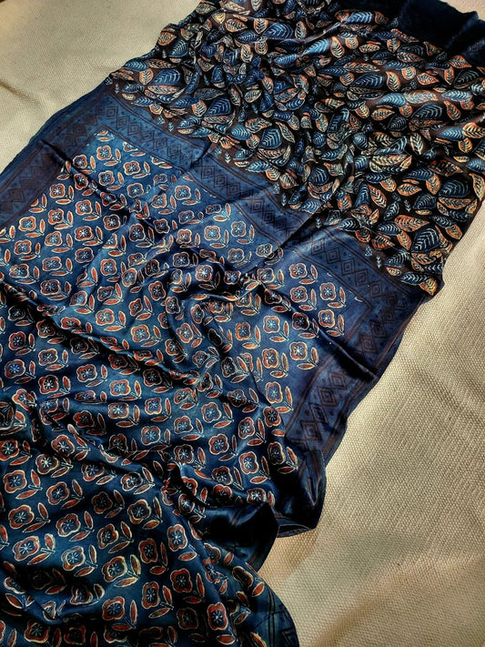 Exclusive Vanaspati Hand Blocks prints Modal Silk Saree