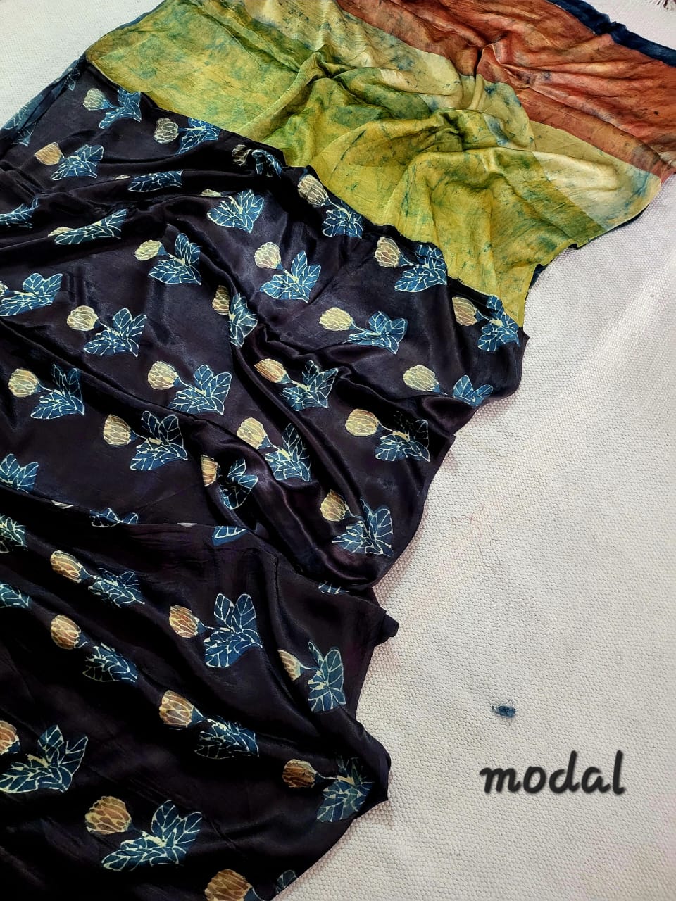 Exclusive Vanaspati Hand Blocks prints Modal Silk Saree