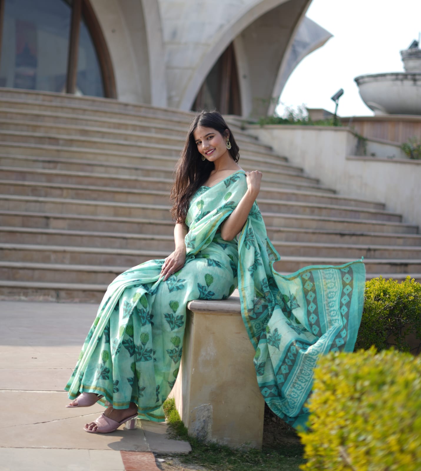 Vanaspati Ajrakh Prints Chanderi Silk Saree