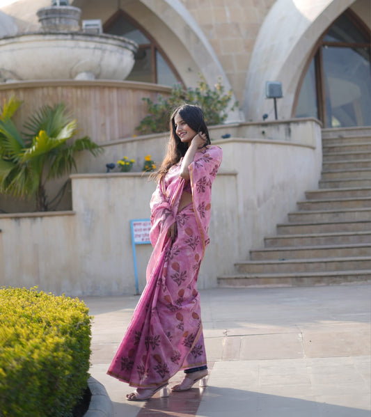 Vanaspati Ajrakh Prints Chanderi Silk Saree