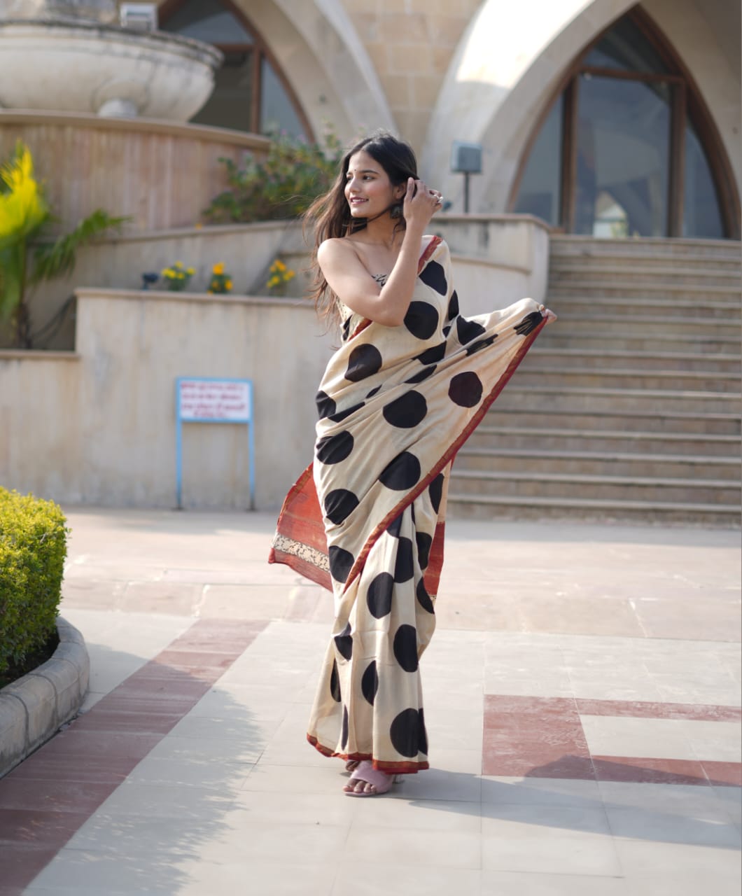 Ajrakh Prints Chanderi Silk Saree