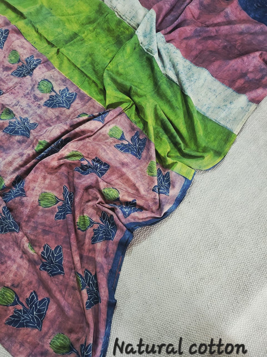 Nashpal dyesAjrakh Prints Pure Mul Cotton sarees