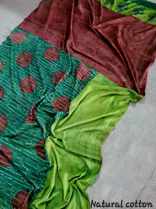 Nashpal dyes Ajrakh Prints Pure Mul Cotton sarees