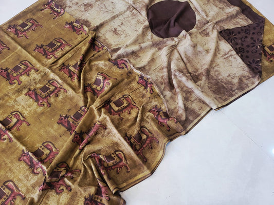 Nashpal dyes Ajrakh Prints Pure Mul Cotton sarees