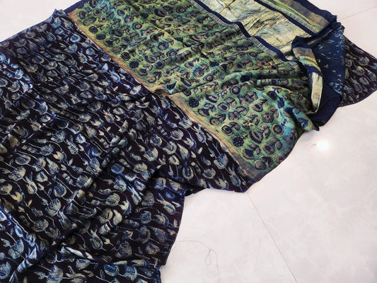 Nashpal Tissue lagadi pallu modal silk sarees