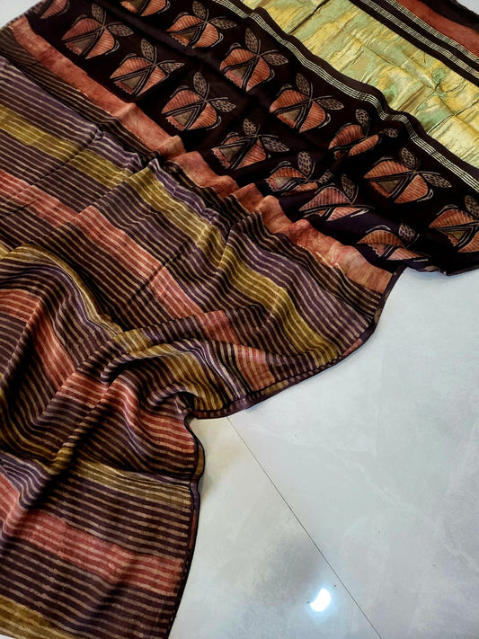 Nashpal Tissue lagadi pallu modal silk sarees