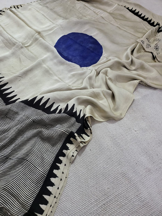 Exclusive Vanaspati Hand Blocks prints Modal Silk Saree