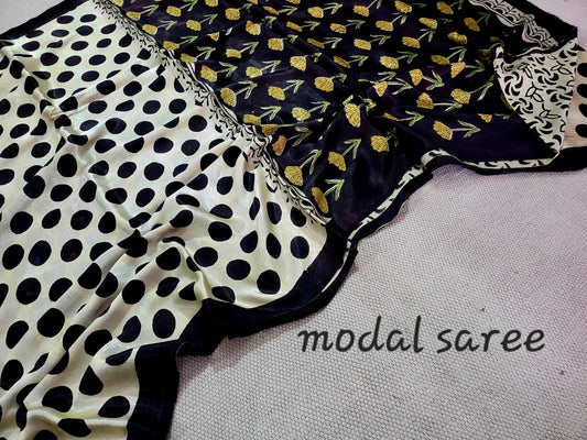 Exclusive Vanaspati Hand Blocks prints Modal Silk Saree