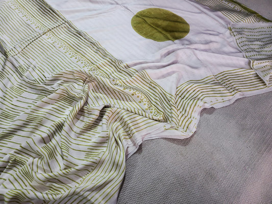 Exclusive Vanaspati Hand Blocks prints Modal Silk Saree