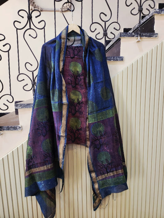Nashpal Ajrakhs Maheshwari Silk Suit Material