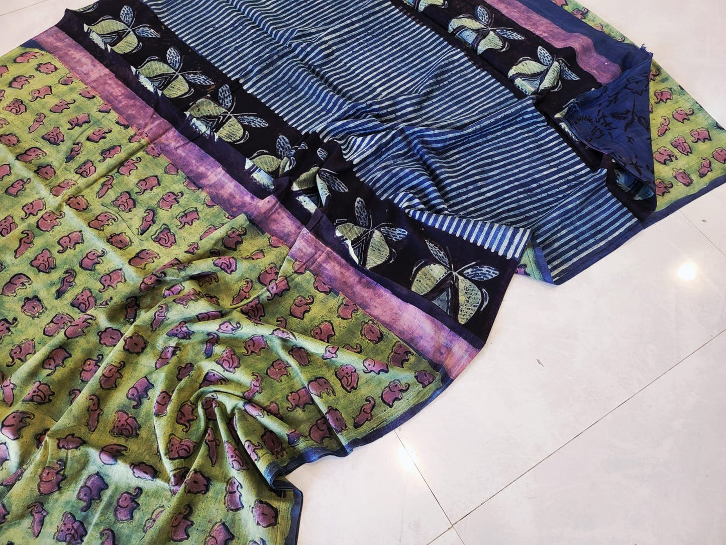 Nashpal dyes Ajrakh Prints Pure Mul Cotton sarees