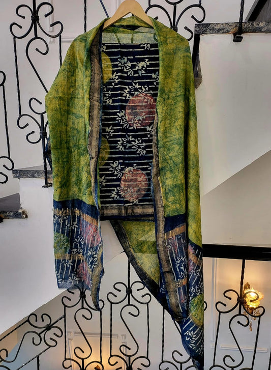 Nashpal Ajrakhs Maheshwari Silk Suit Material