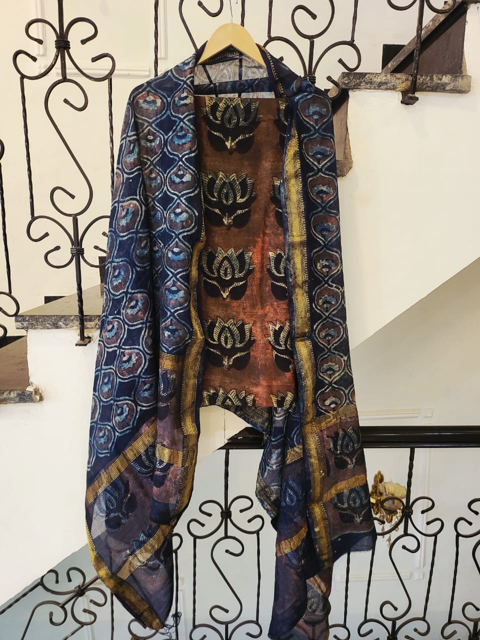 Nashpal Ajrakhs Maheshwari Silk Suit Material
