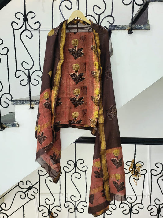 Nashpal Ajrakhs Maheshwari Silk Suit Material