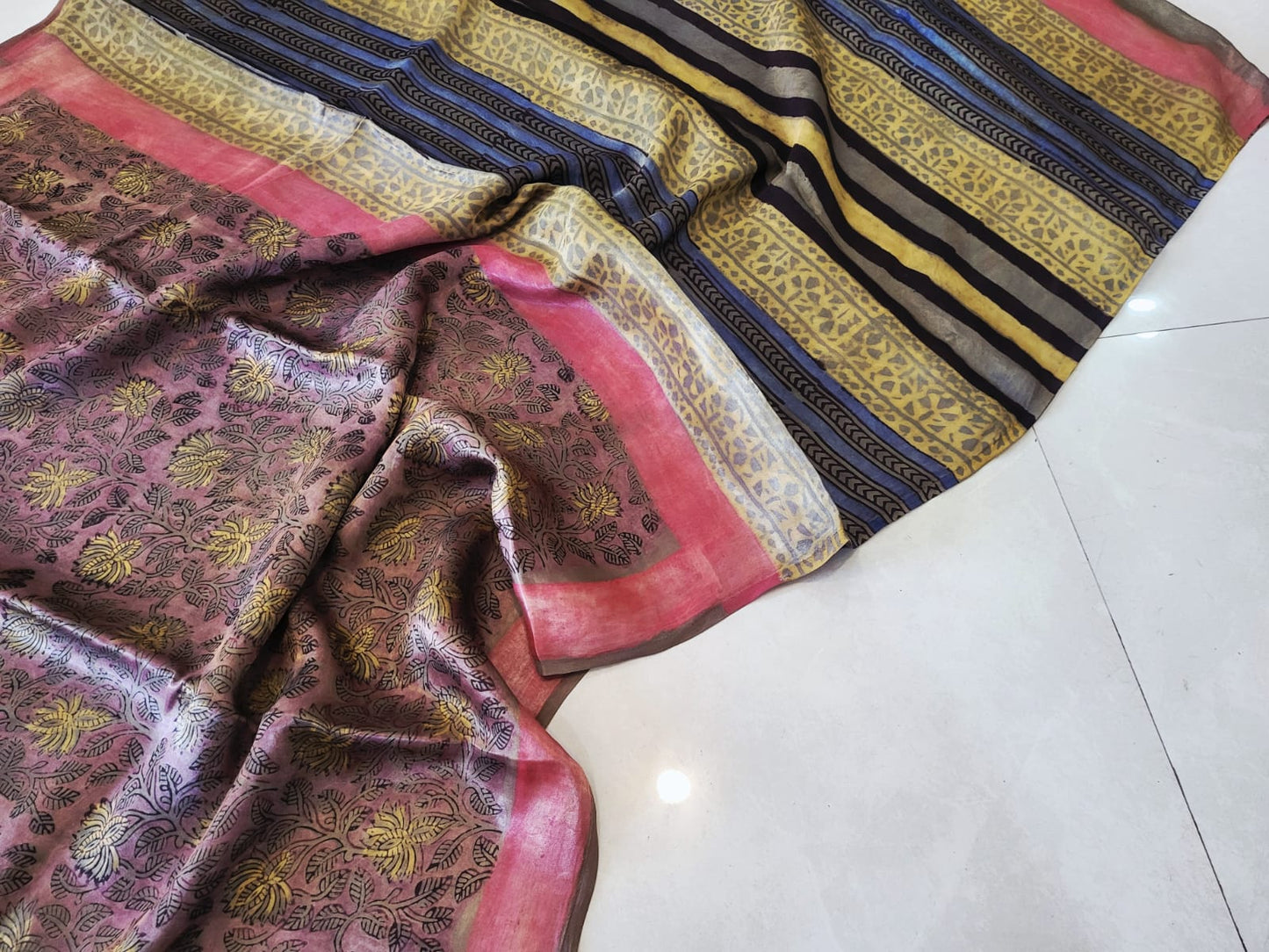 Vanaspati Hand Blocks prints Modal Silk Saree
