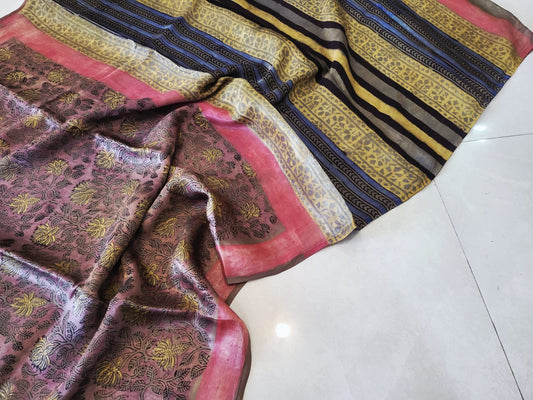 Vanaspati Hand Blocks prints Modal Silk Saree