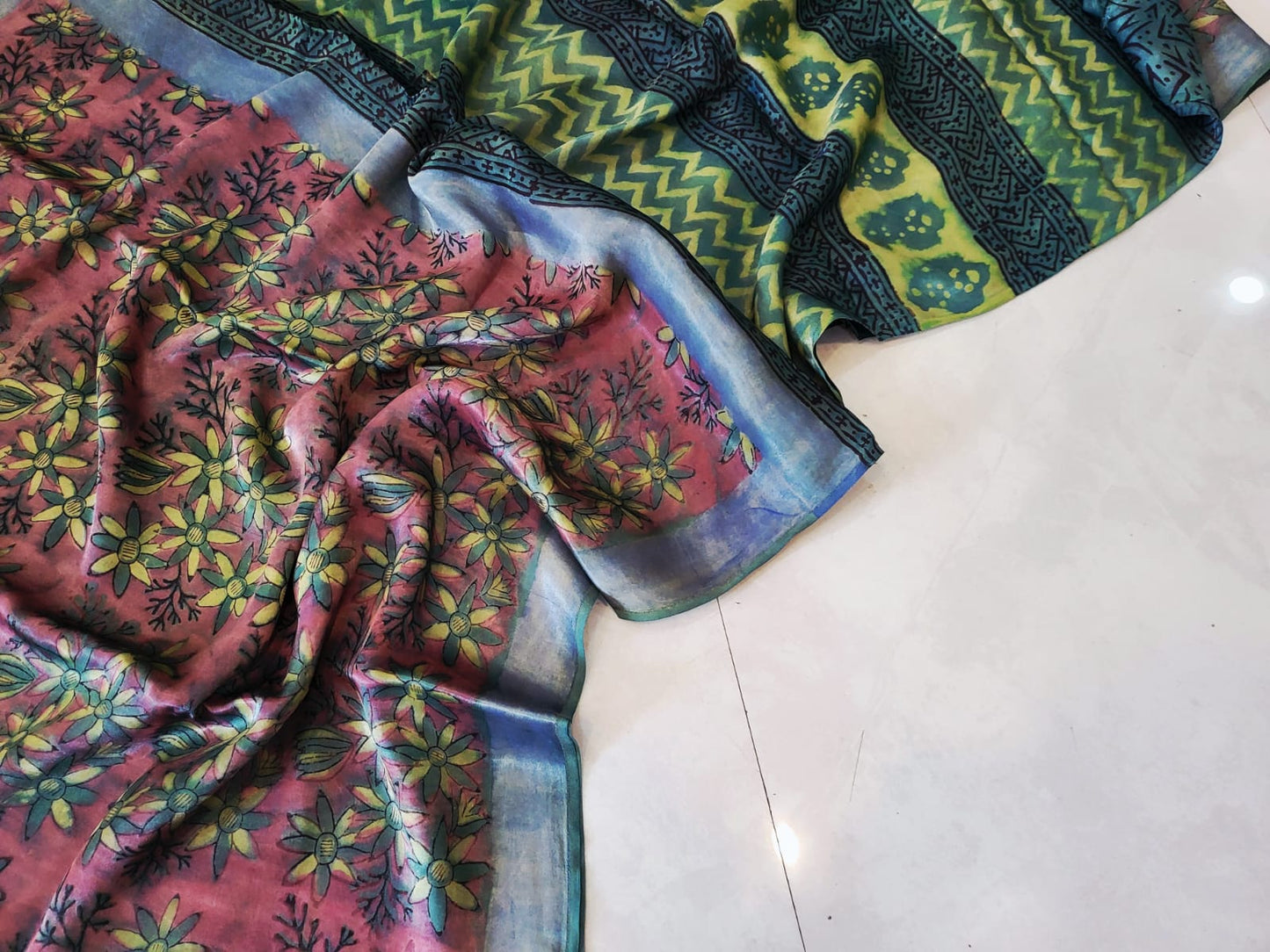 Vanaspati Hand Blocks prints Modal Silk Saree