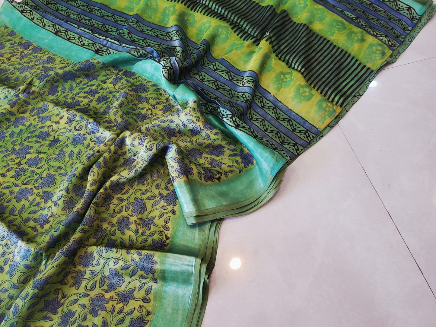 Vanaspati Hand Blocks prints Modal Silk Saree