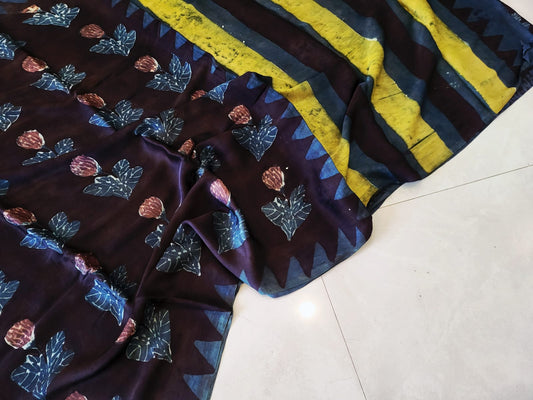 Vanaspati Hand Blocks prints Modal Silk Saree