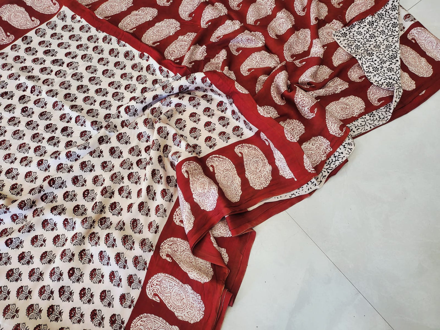 Vanaspati Hand Blocks prints Modal Silk Saree