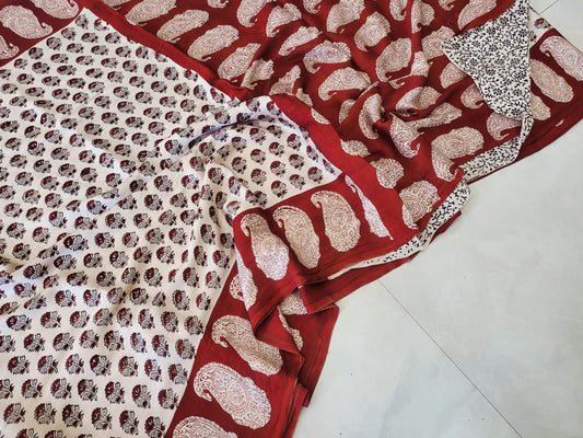 Vanaspati Hand Blocks prints Modal Silk Saree