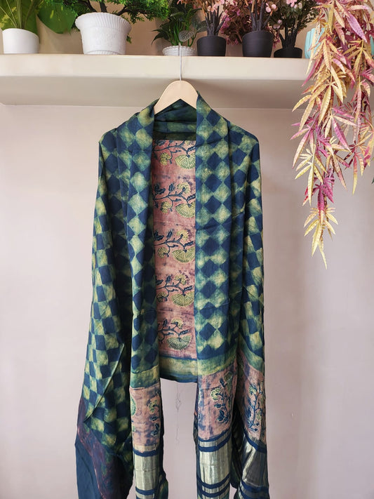 Nashpal  Tissue zari lagadi dupatta modal silk sets