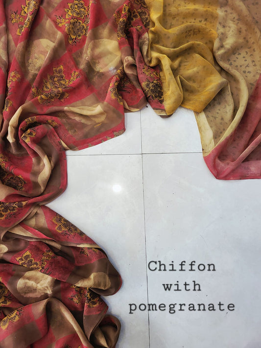 Nashpal pomegranate Double diamond chiffon saree
