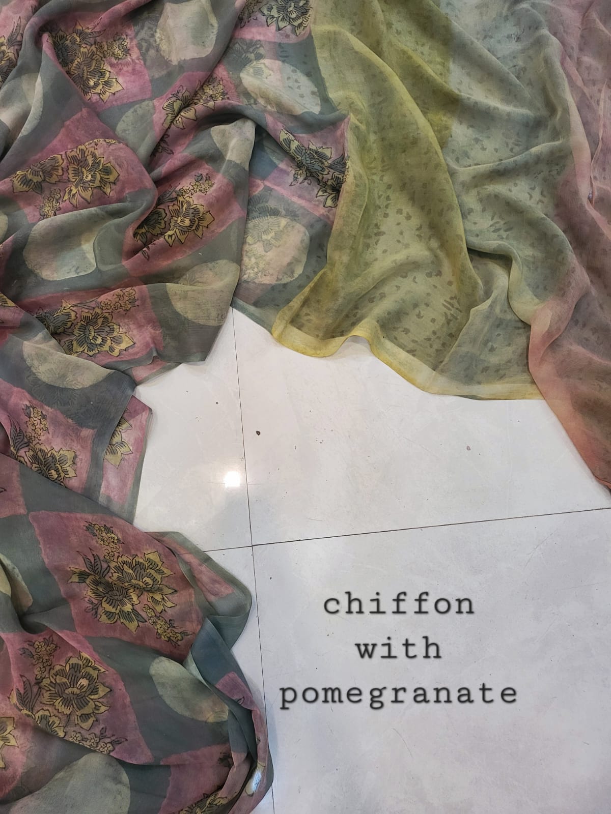 Nashpal pomegranate Double diamond chiffon saree