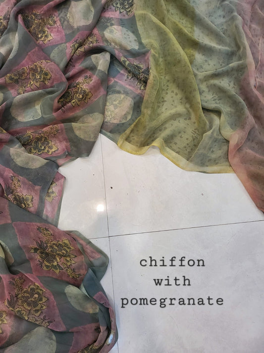 Nashpal pomegranate Double diamond chiffon saree