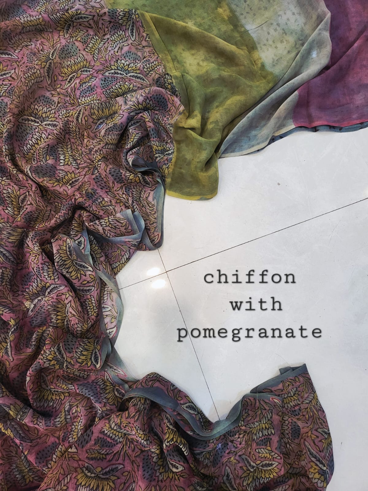 Nashpal pomegranate Double diamond chiffon saree