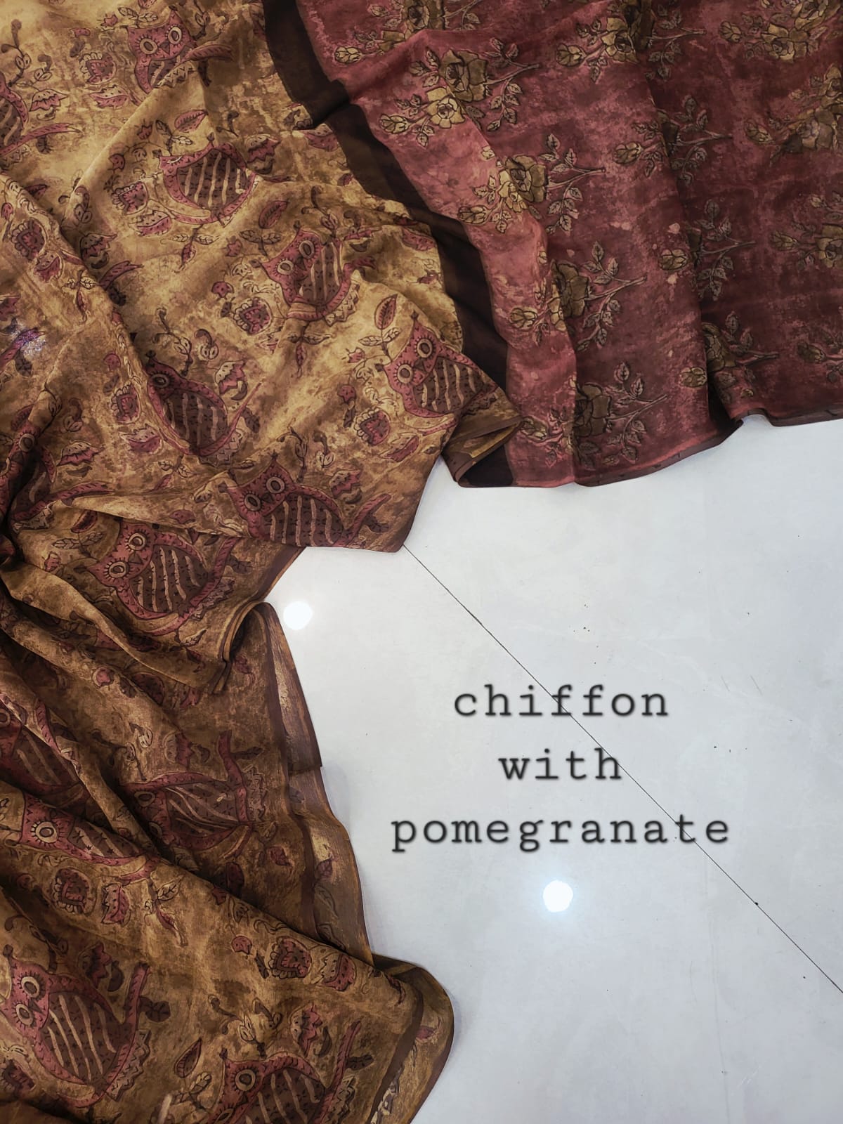 Nashpal pomegranate Double diamond chiffon saree