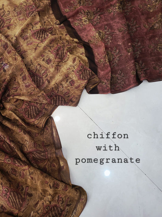 Nashpal pomegranate Double diamond chiffon saree
