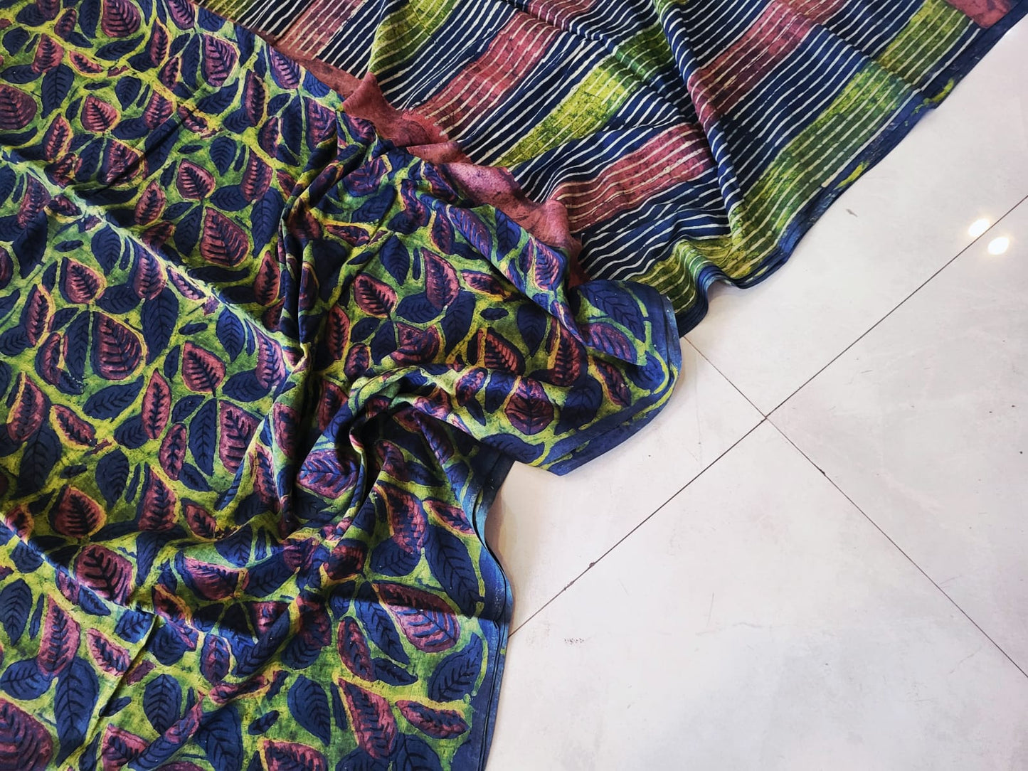 Nashpal dyes Ajrakh Prints Pure Mul Cotton sarees