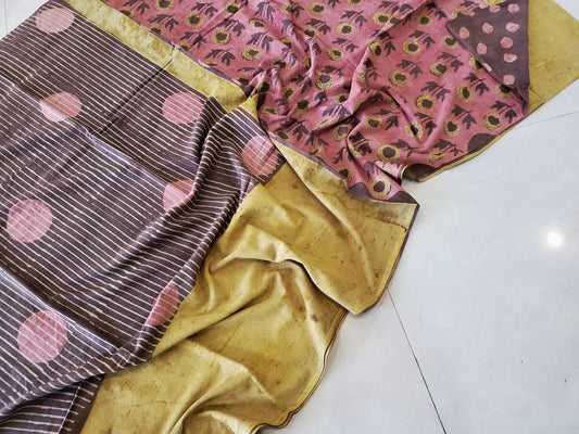 Nashpal dyes Ajrakh Prints Pure Mul Cotton sarees