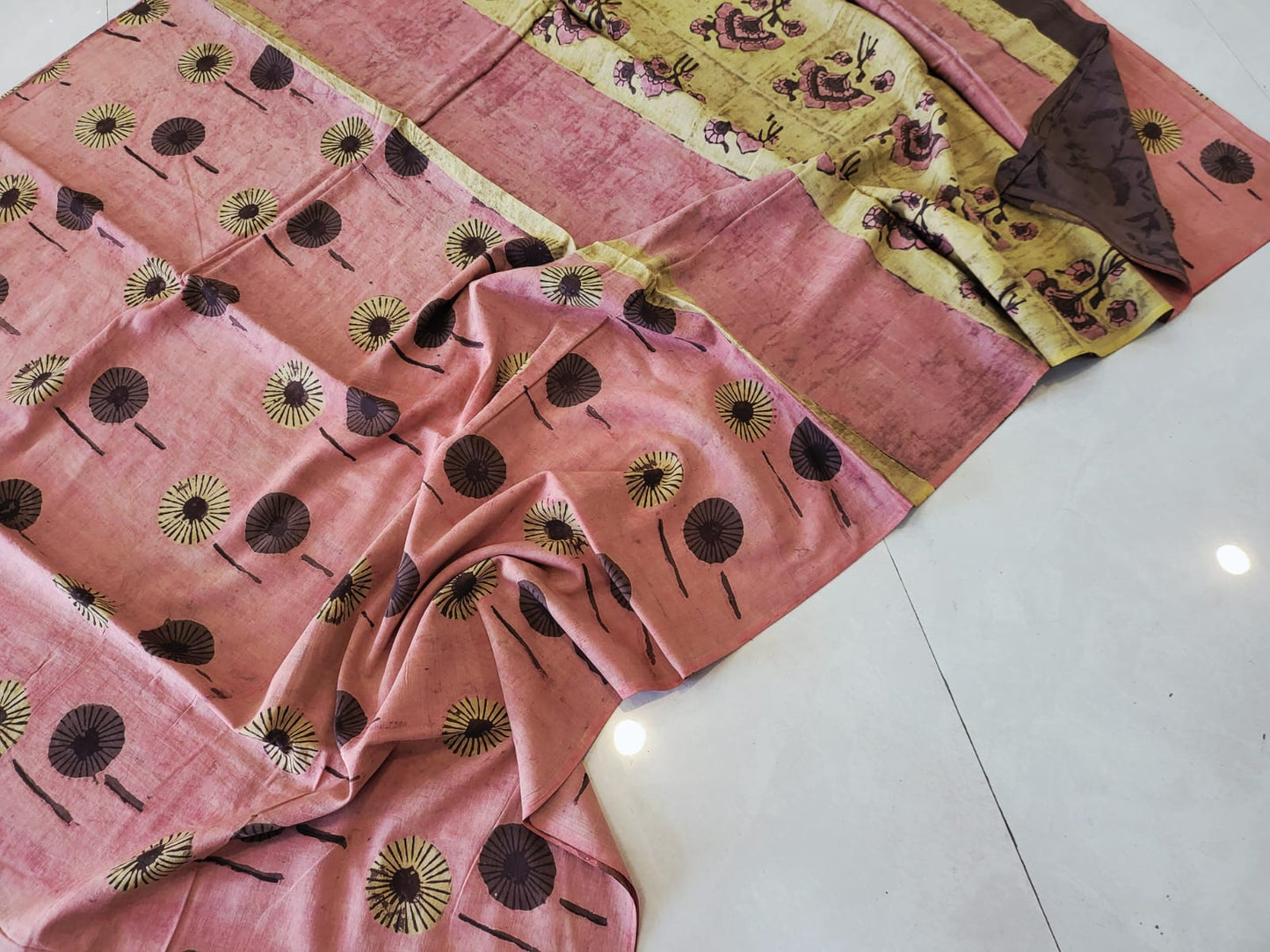 Nashpal dyes Ajrakh Prints Pure Mul Cotton sarees