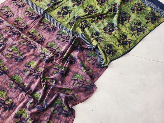 Nashpal dyes Ajrakh Prints Pure Mul Cotton sarees